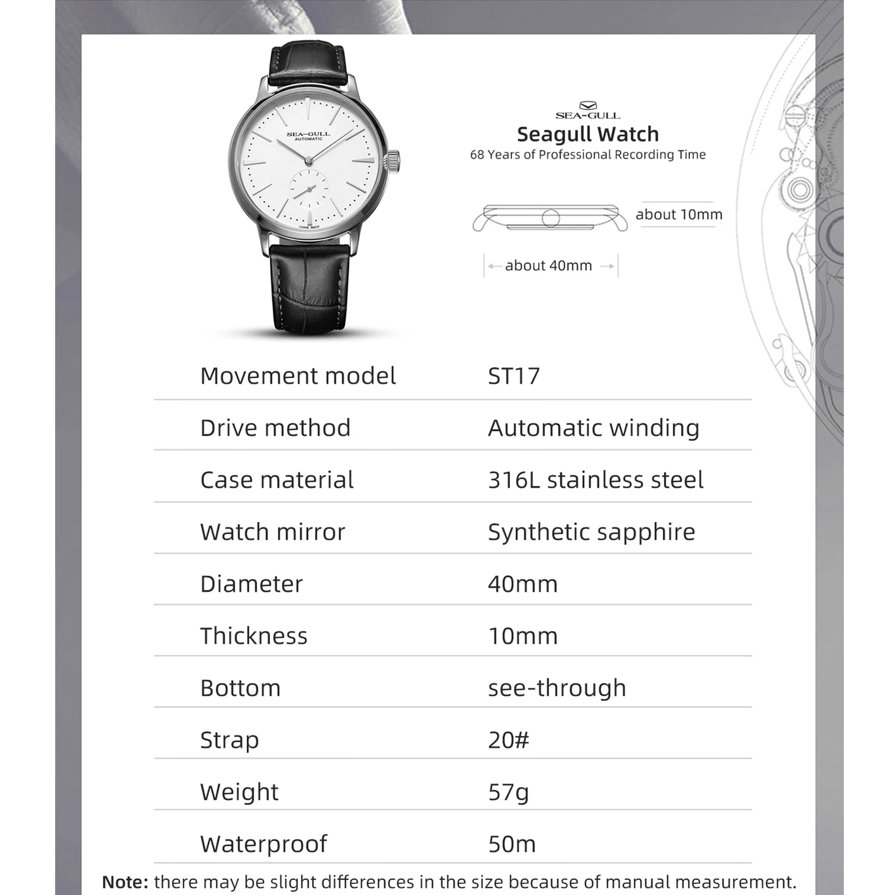 Seagull nouvelle montre d'affaires montres mécaniques pour hommes 50 m étanche en cuir Valentine mon