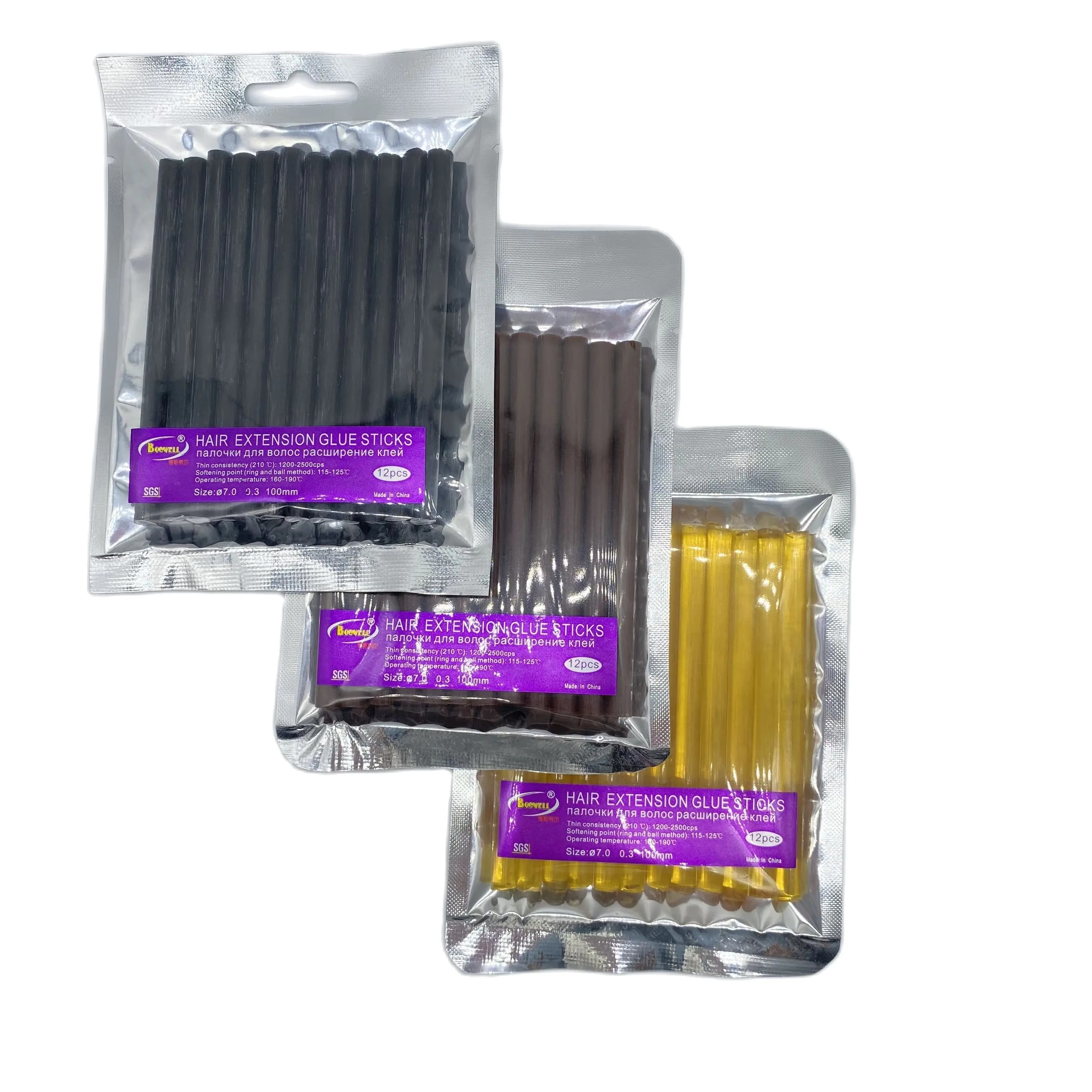 24 PCS/Lot bâtons de colle d'extension de cheveux jaunes bâton de colle thermofusible pour extension