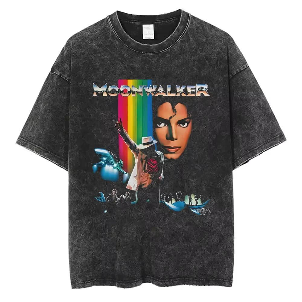 T-shirts vintage délavés Michael Jackson le roi de la pop pour hommes et femmes, t-shirt décontracté