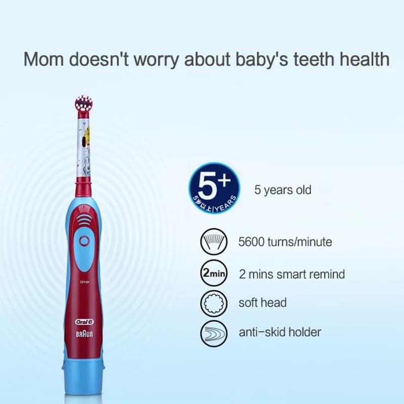 Brosse à dents électrique Oral-B pour enfants, brosse à dents rotative alimentée par batterie, netto