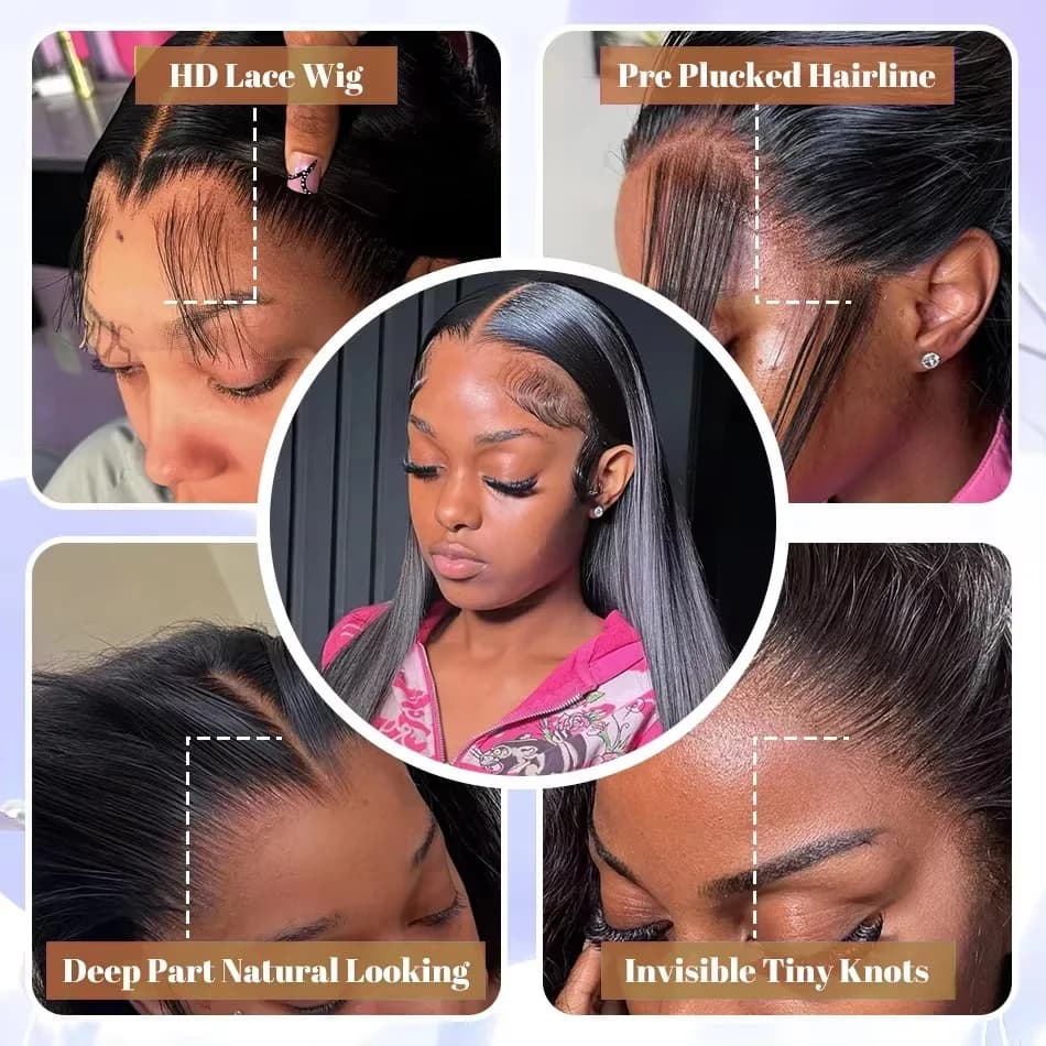 38 40 Inch 13x6 Bone Straight HD Transparent Lace Front Wigs 13x4 Lace Frontal Wig For Black Women B
