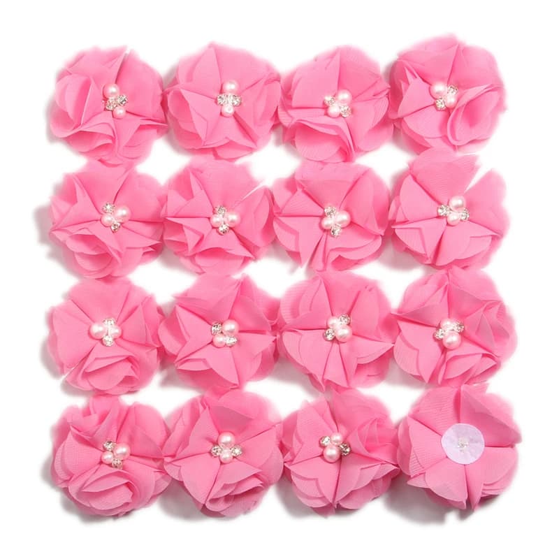 Fleur de cheveux en mousseline de soie pour bébé, centre de biscuits perlé, accessoires pour cheveux