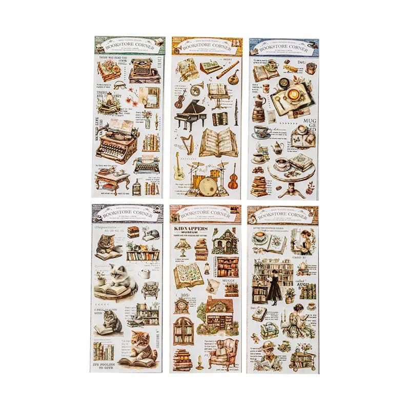 Lot de 2 autocollants décoratifs pour scrapbooking, thème café, moments, librairie, fournitures de p