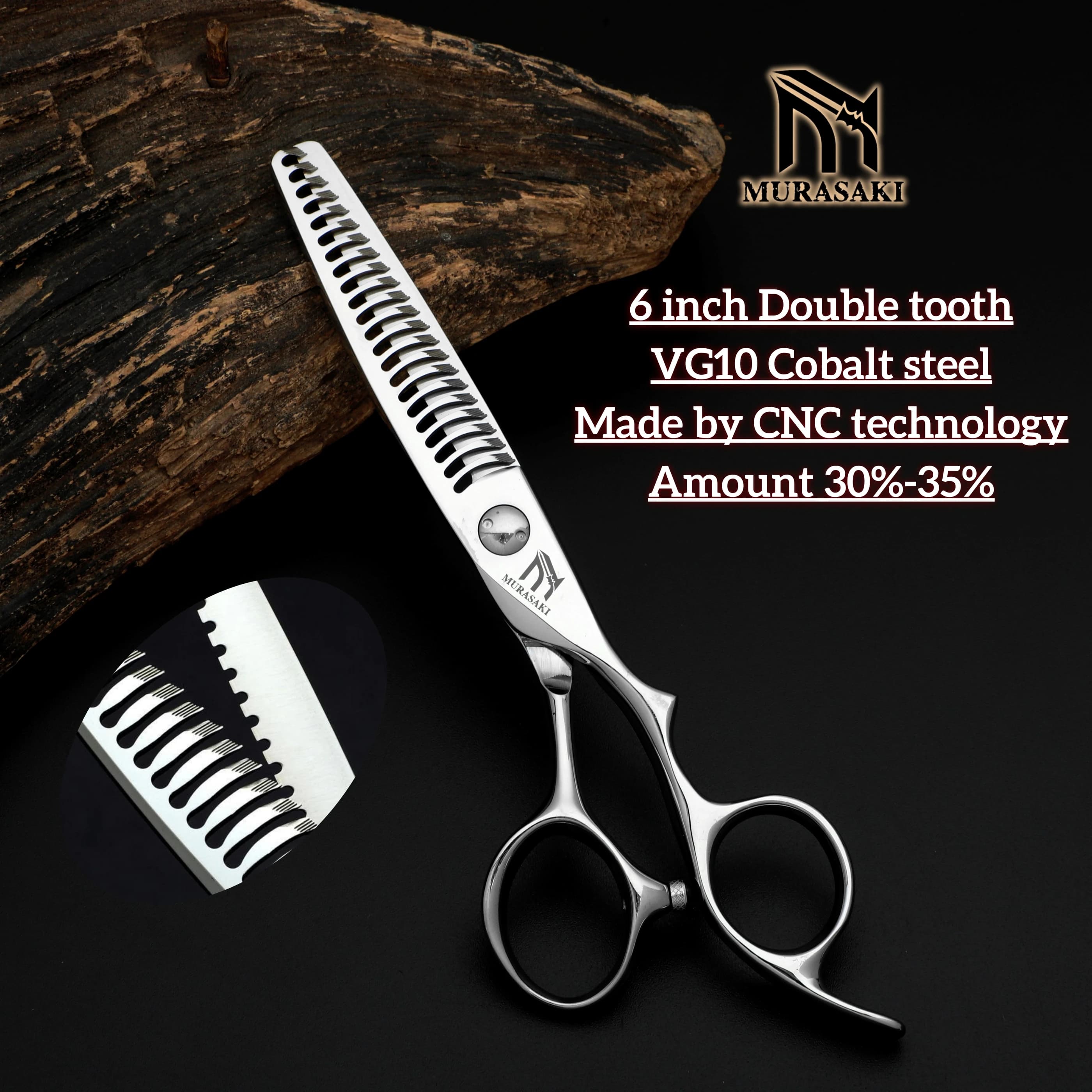 Ciseaux de barbier professionnels MURASAKI, ciseaux amincissants à Double dent de 6.0 pouces, fabriq