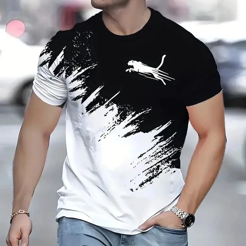 Animal léopard impression 3d sport séchage rapide respirant hommes t-shirt rue décontracté mode ampl