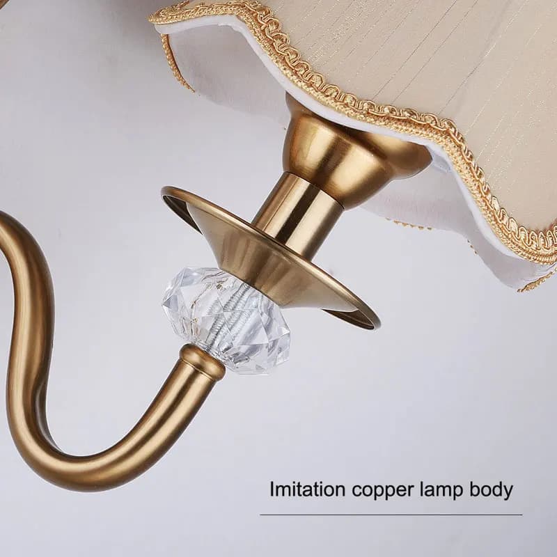Applique murale en fer de style européen pour chambre à coucher, lampe de chevet en tissu, salon cré
