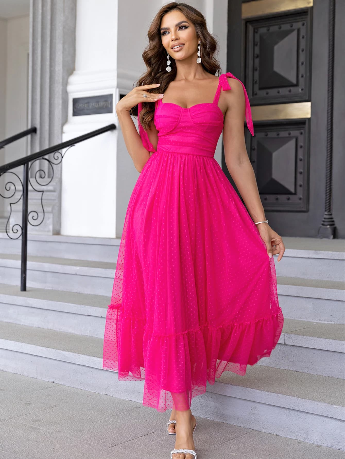 Robe longue d'été élégante en maille transparente dos nu pour femme 2026 – Robe de soirée de bal de 