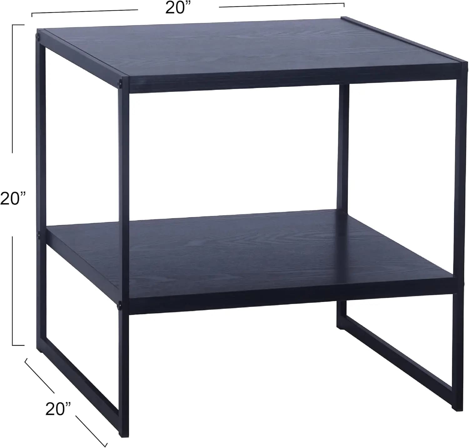 Essentials Jamestown Table d'appoint carrée avec étagère de rangement grain de bois de chêne noir et