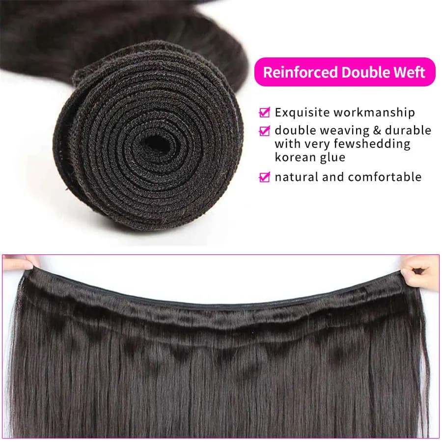 Extensions de Cheveux Humains Ondulés Naturels Brésiliens Remy – Lots de 1/3/4 Pièces Noirs Naturels