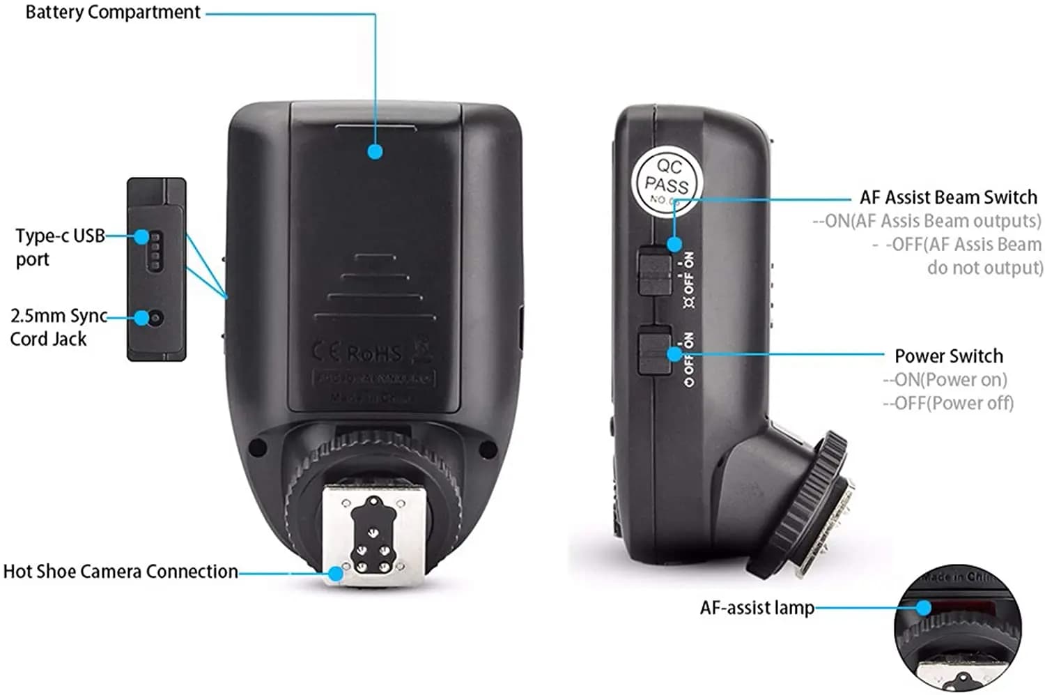 Godox Xpro Xpro-C Xpro-N Xpro-S Xpro-F Xpro-O 2.4G TTL transmetteur de déclenchement sans fil pour C