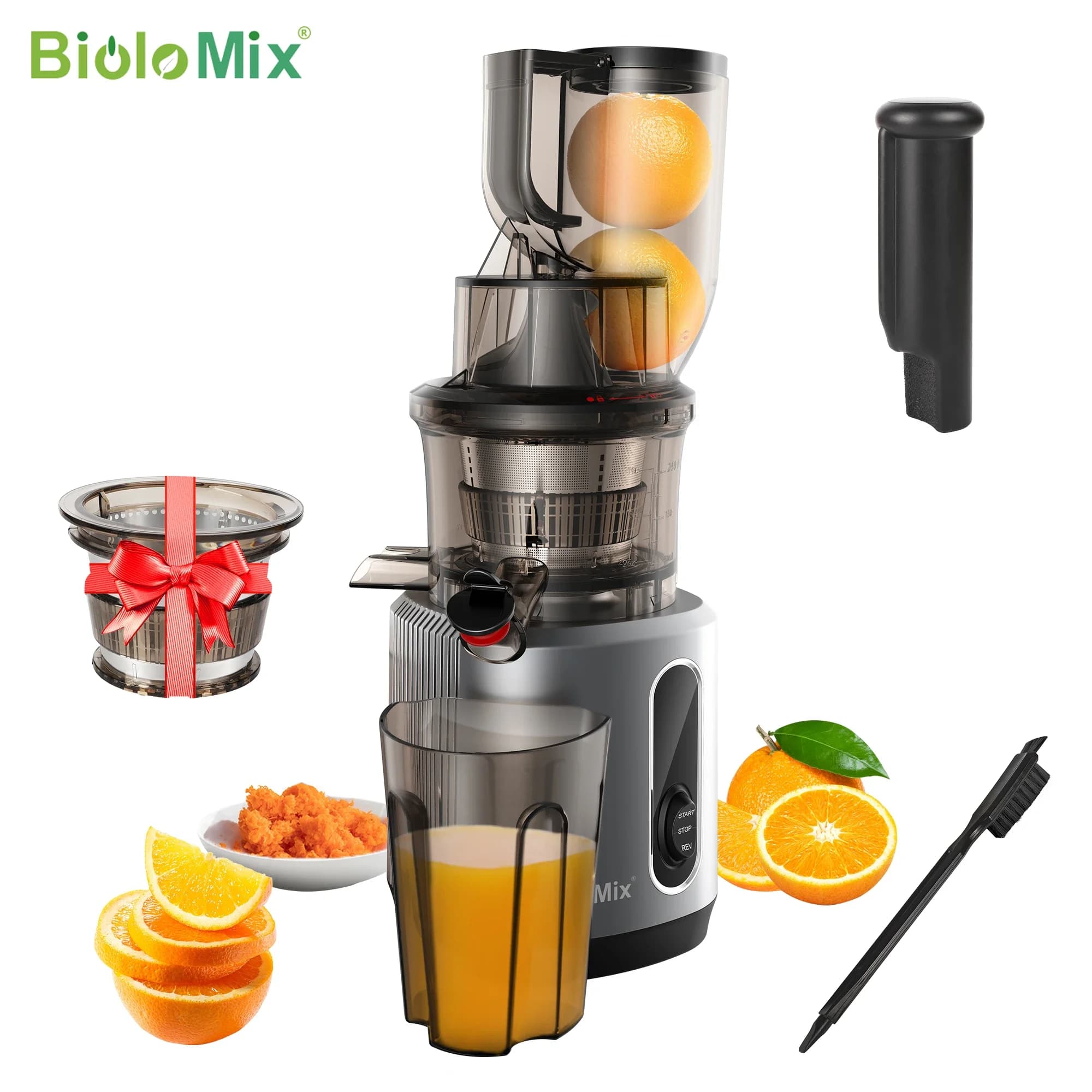 BioloMix-Extracteur de jus à mastication lente, presse à froid, Ju479, goulotte de rajeunissement de