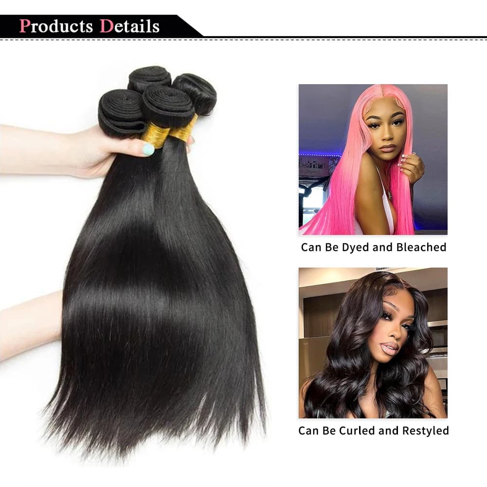 Extensions de cheveux vierges brésiliens naturels noirs non traités, tissage rapide, lisses, grade 1
