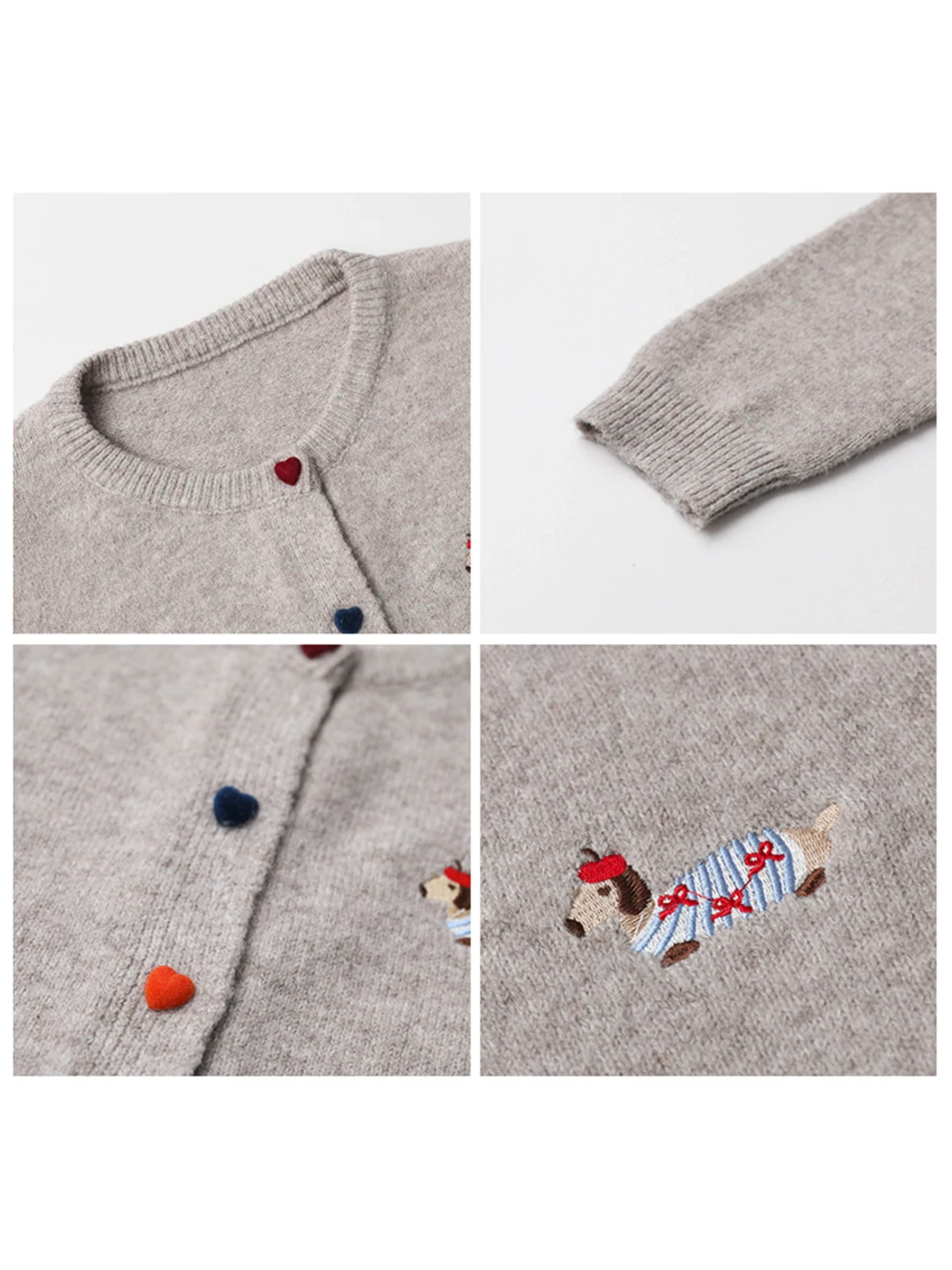 CHIC VEN femmes Cardigan ample décontracté nouveau col rond amour bouton chien broderie tricoté chan