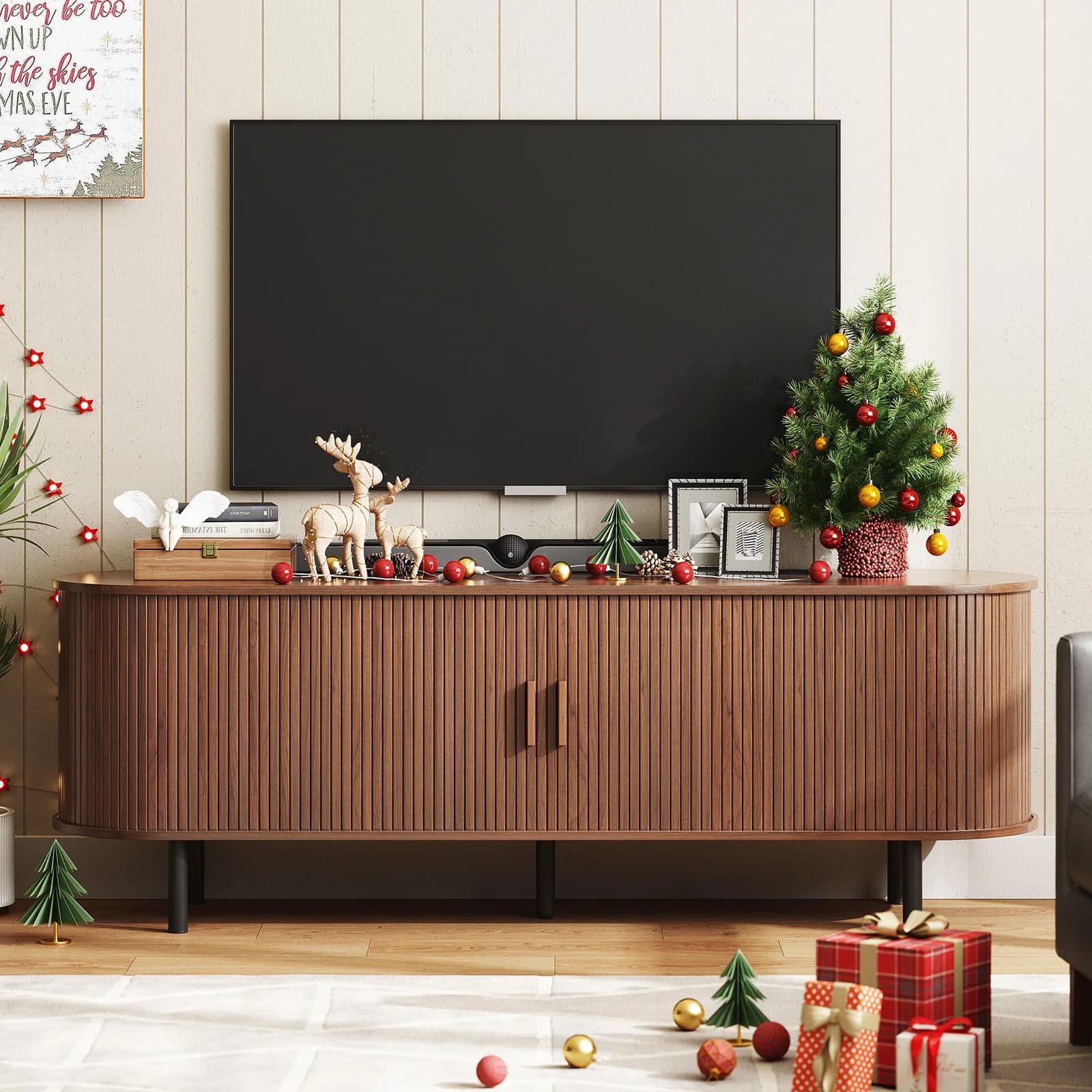 Meuble TV avec prise de courant pour téléviseurs jusqu'à 60/70", centre de divertissement, table TV 