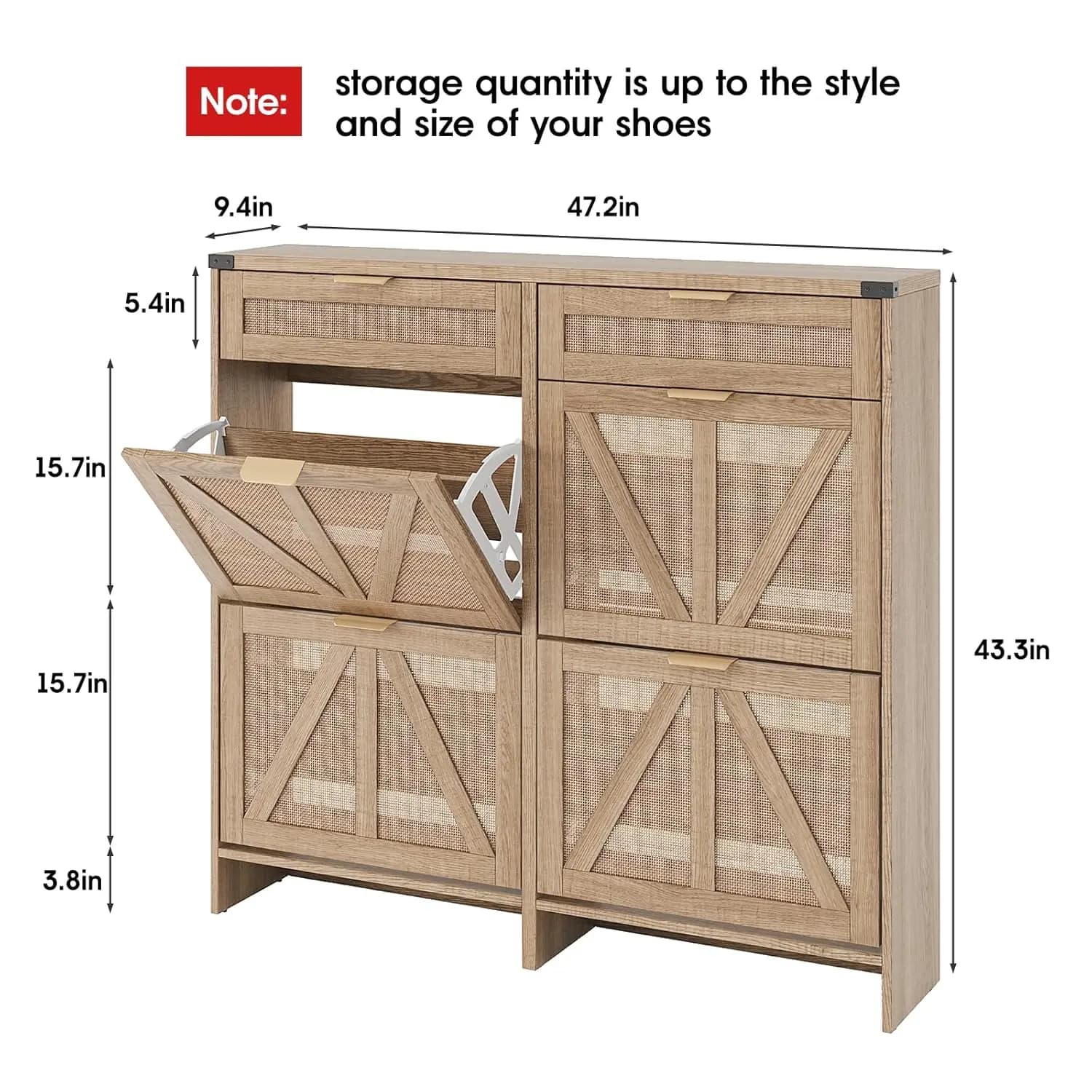 Meuble à chaussures avec 4 tiroirs basculants et 2 tiroirs, meuble de rangement à chaussures de styl