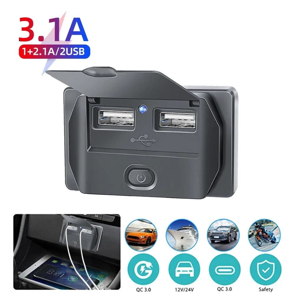 Adaptateur de prise de chargeur de voiture avec interrupteur, séparateur de charge à 2-4 Ports, pris