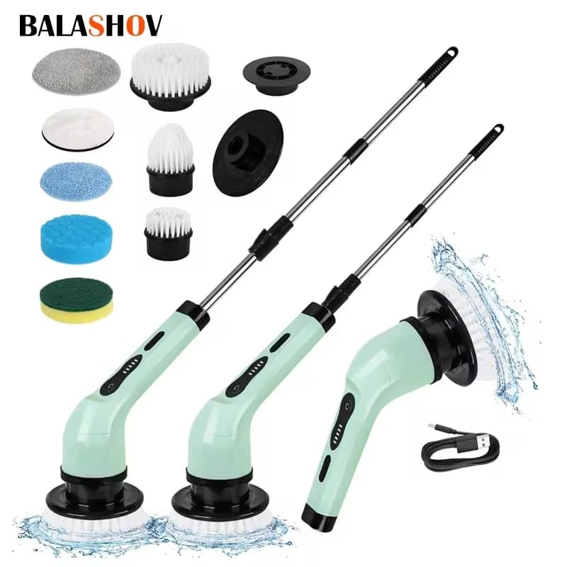 Brosse de nettoyage électrique sans fil multifonctionnelle 9 en 1, brosse de cuisine et de salle de 