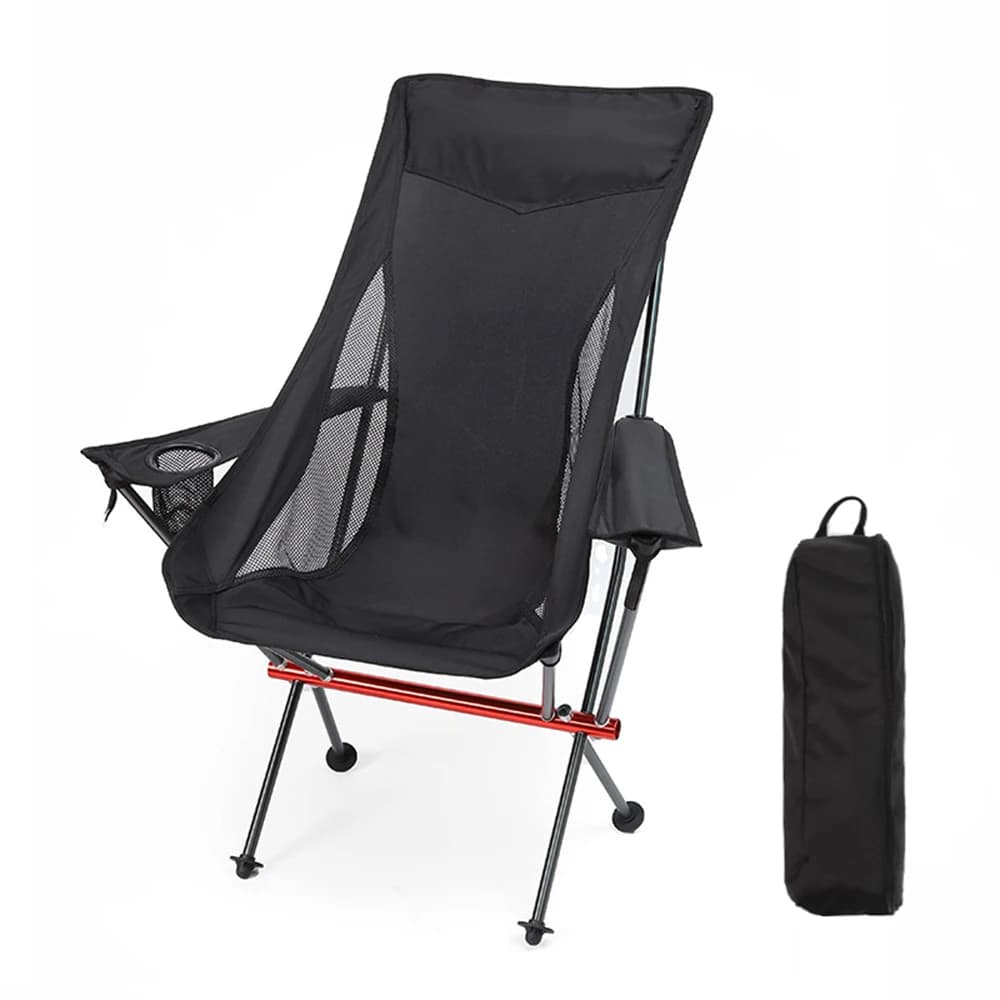 Chaise pliante avec accoudoir, chaises de Camping en aluminium avec couvercle de tasse, chaise pliab