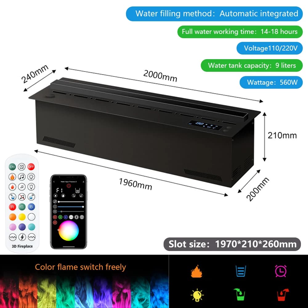 Cheminée électrique intelligente de cheminée à brouillard d'eau 3D,humidificateur intégré pour meubl