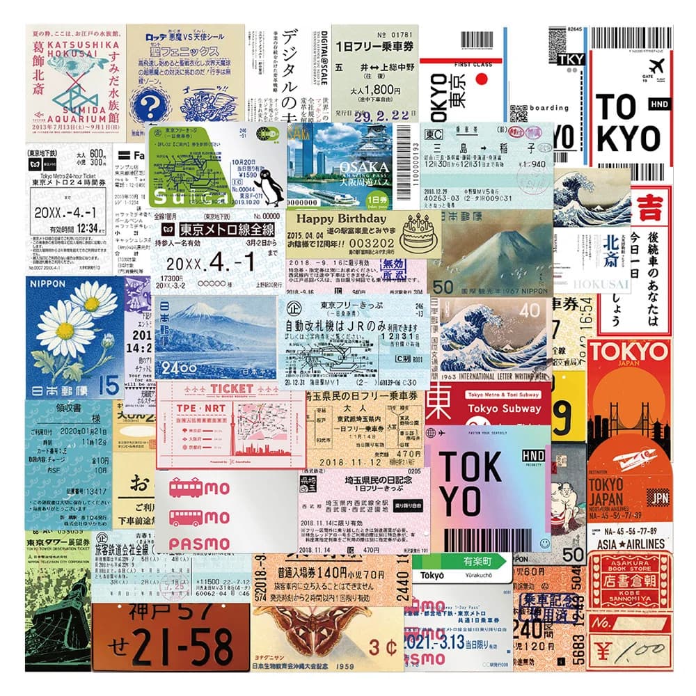 10/30/60 pièces japonais Vintage billets autocollants mignon décoration bricolage valise de voyage t