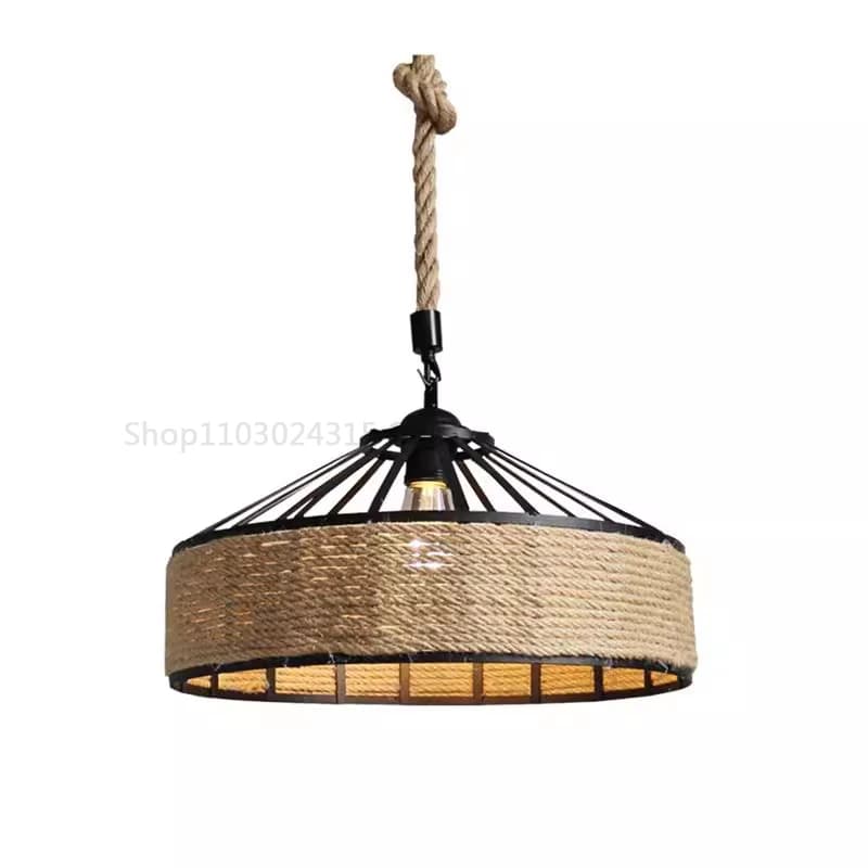 Lampe suspendue classique en corde de chanvre, Lustre pour plafond, classique, rétro, Antique, indus