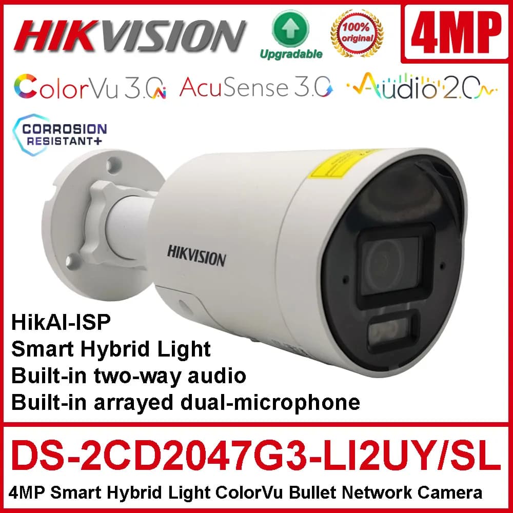 Hikvision DS-2CD2047G3-LI2UY/SL 4MP lumière hybride intelligente HikAI-ISP AcuSense3.0 Audio bidirec