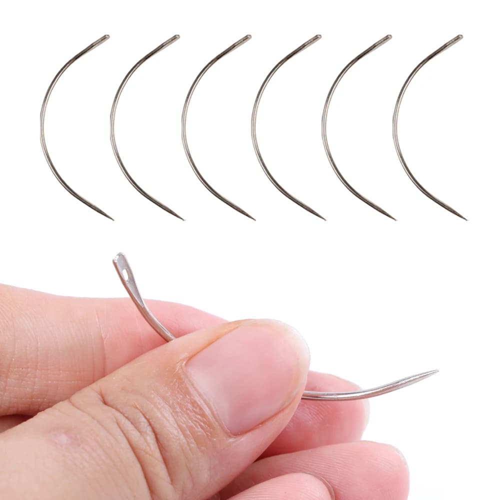 Aiguilles et fil incurvés en forme de C pour Extensions de cheveux, outils de couture de trame de ch