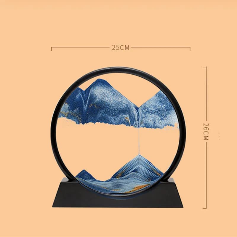 Tableau d'art de sable mobile 3D de 12 pouces, verre rond, paysage de sable océan, sablier, artisana
