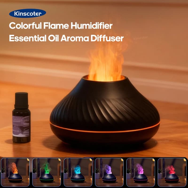 KINSCOTER diffuseur d'arôme volcanique lampe à huile essentielle 130ml USB humidificateur d'air Port