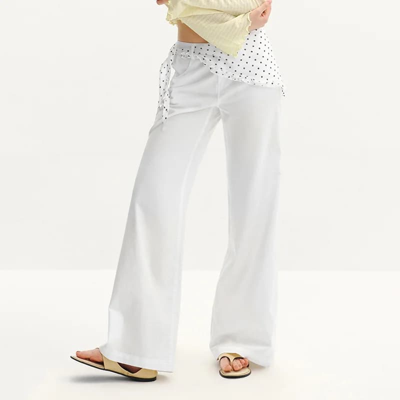 Pantalon femme Semir Polka 2026 à pois, coupe ample évasée, style urbain décontracté, doux et confor