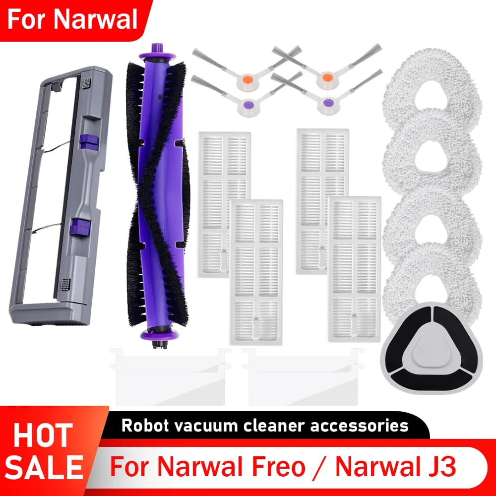 Pièces de rechange pour aspirateur Robot Narwal Freo / Narwal J3, filtre HEPA, brosse latérale princ