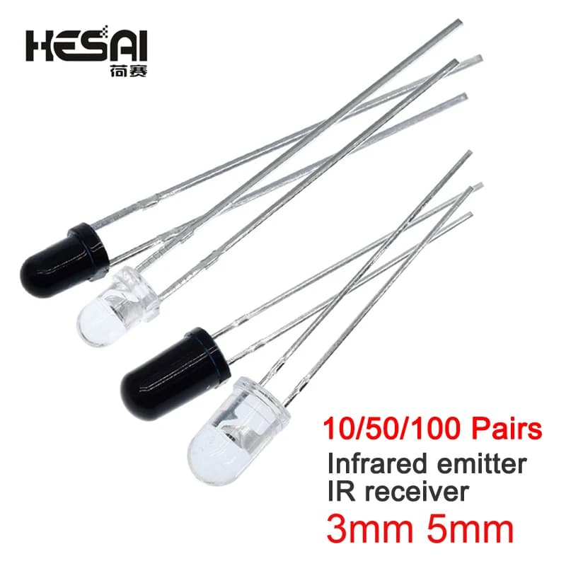 Diodes émetteur et récepteur infrarouge, 5mm, 3mm, 940nm, 10/50/100 paires, 30l'autorisation