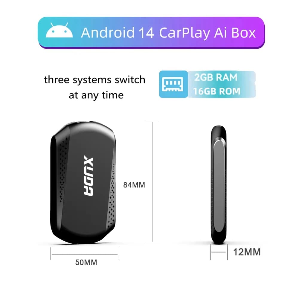 4 + 64G Ai Box Android 14 sans fil Android Auto & CarPlay Smart Tv Box Support Youtube Netflix acces
