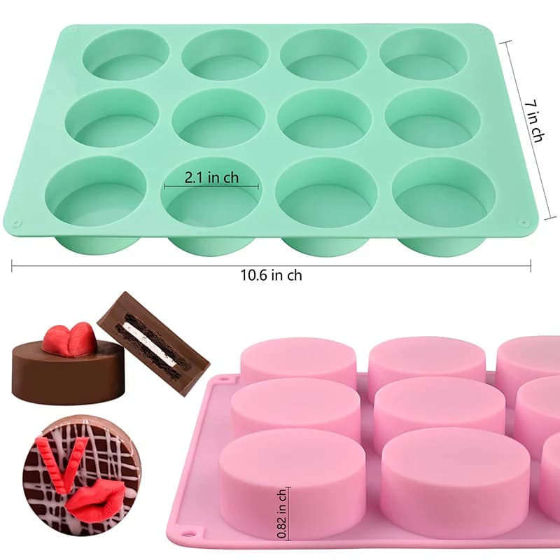 Moule à Chocolat pour Biscuits 12 cavités Moule à Chocolat pour Biscuits Moule en Silicone pour Bonb