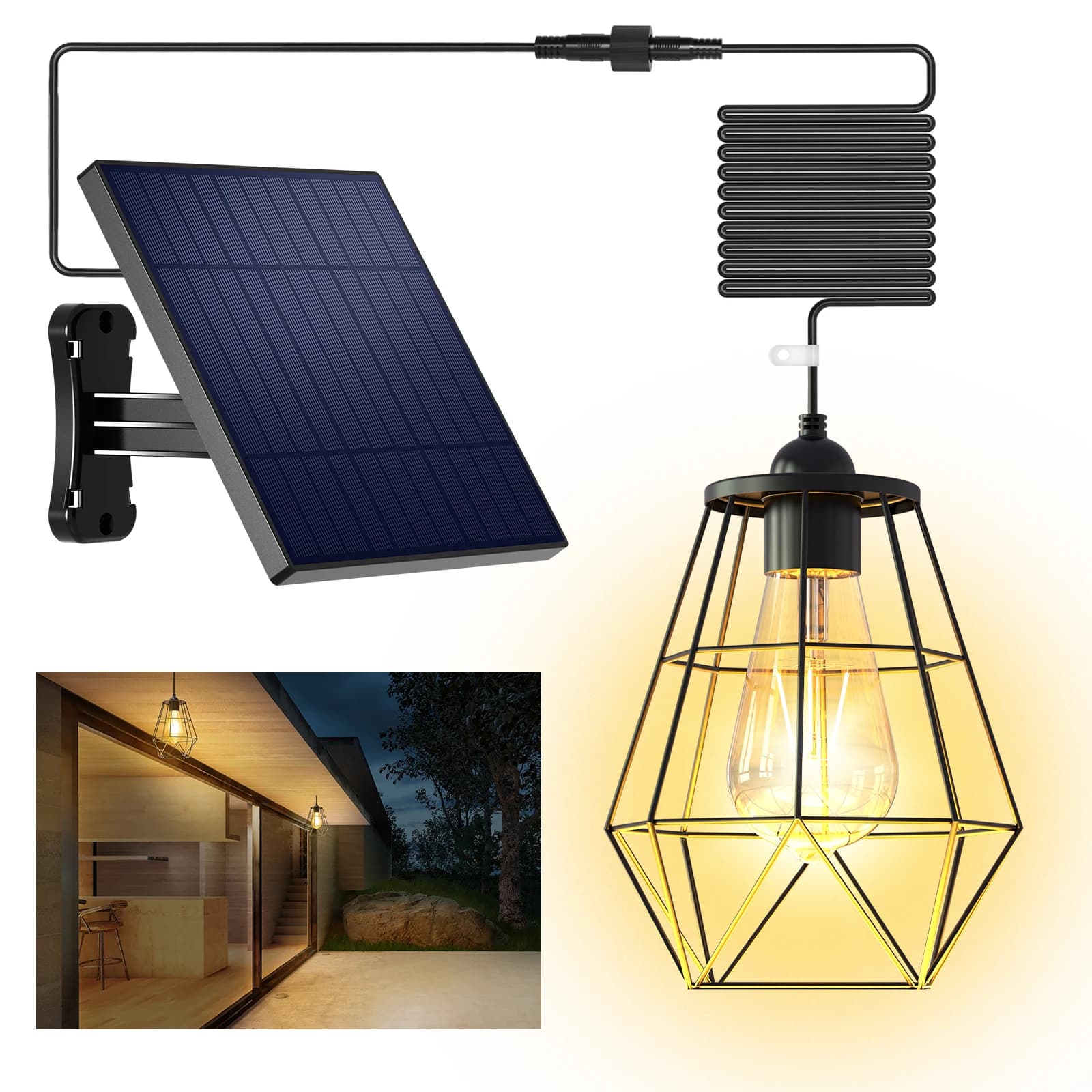 Lampes solaires suspendues 4000 mAh, intérieur/extérieur, super lumineuses, étanches IP65, pour cham