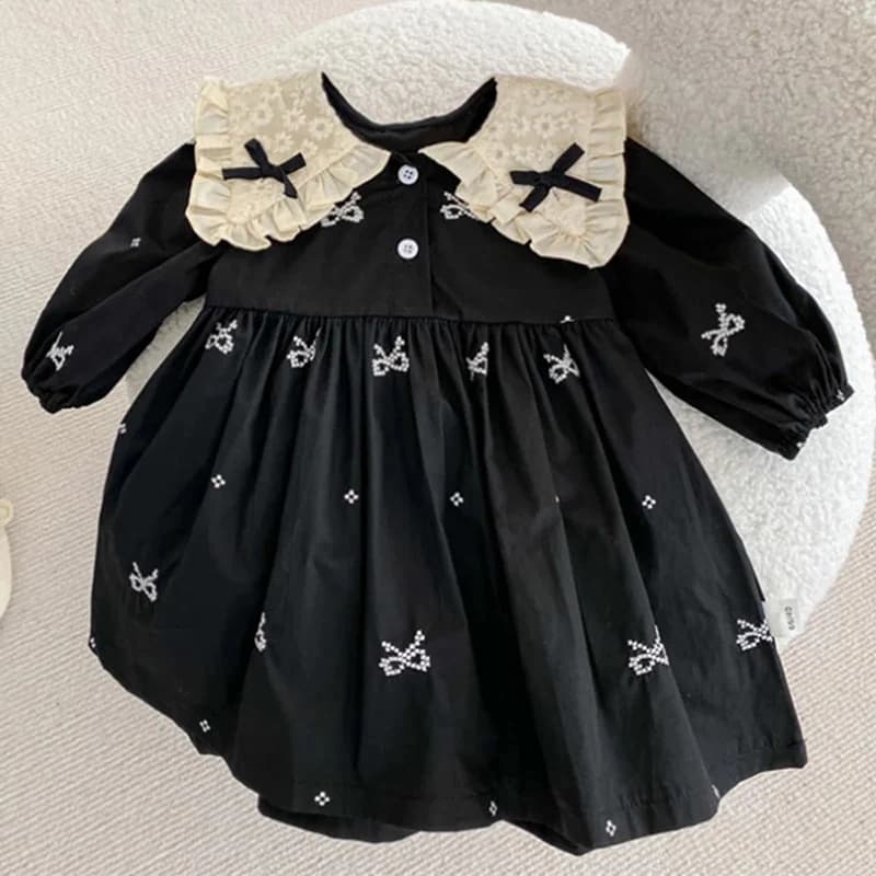 Robe de princesse d'automne pour filles de 0 à 6 ans, vêtements pour bébés filles, col papillon, une