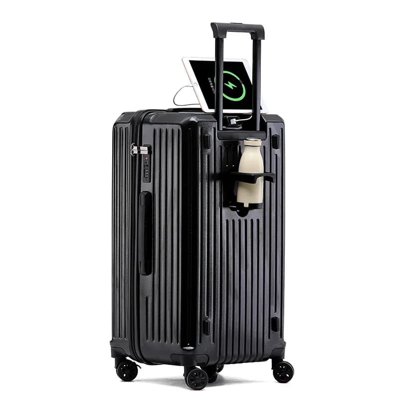 Porte-gobelet de grande capacité pour femmes et filles, valise à bagages, chargement USB, bagage à m