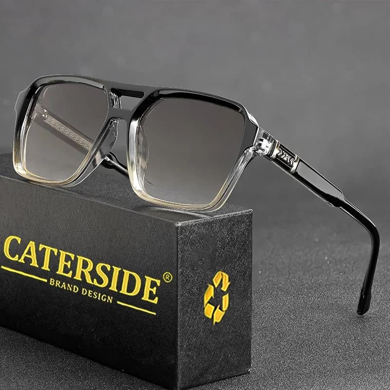 CATERSIDE mode Punk lunettes de soleil hommes cadre carré plat haut Double pont haute qualité lunett