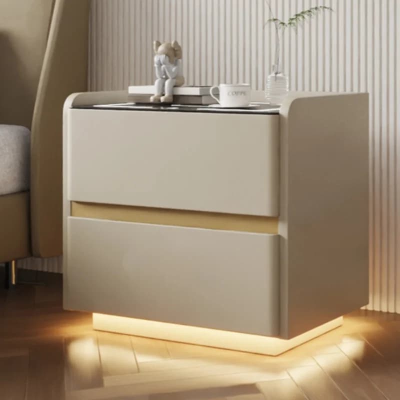 Table de chevet intelligente en bois massif, avec chargement sans fil, Style moderne, 2 tiroirs, ave
