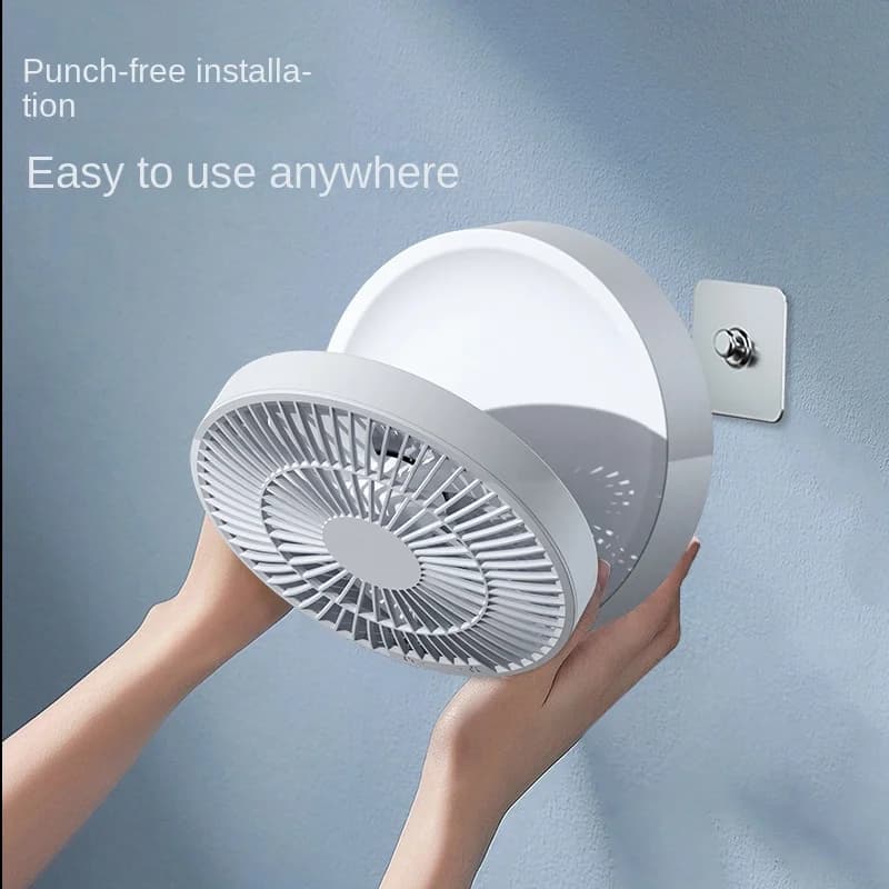 Ventilateur Électrique Pliable avec Télécommande, Portable, Mural, Rechargeable par USB, Veilleuse, 
