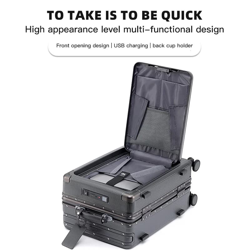SUSHIMU – bagage à roulettes large, ouverture frontale, multifonctionnel pour femmes, petite boîte d