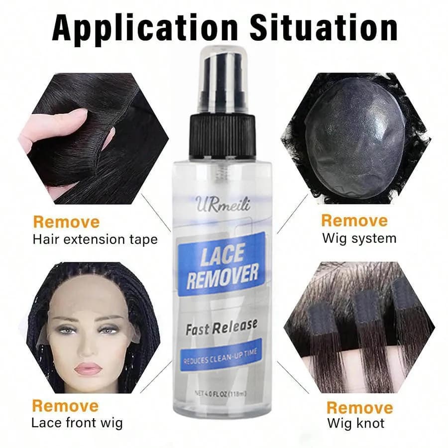 Spray dissolvant pour extensions de cheveux et ruban adhésif – Formule à action rapide, douce et non
