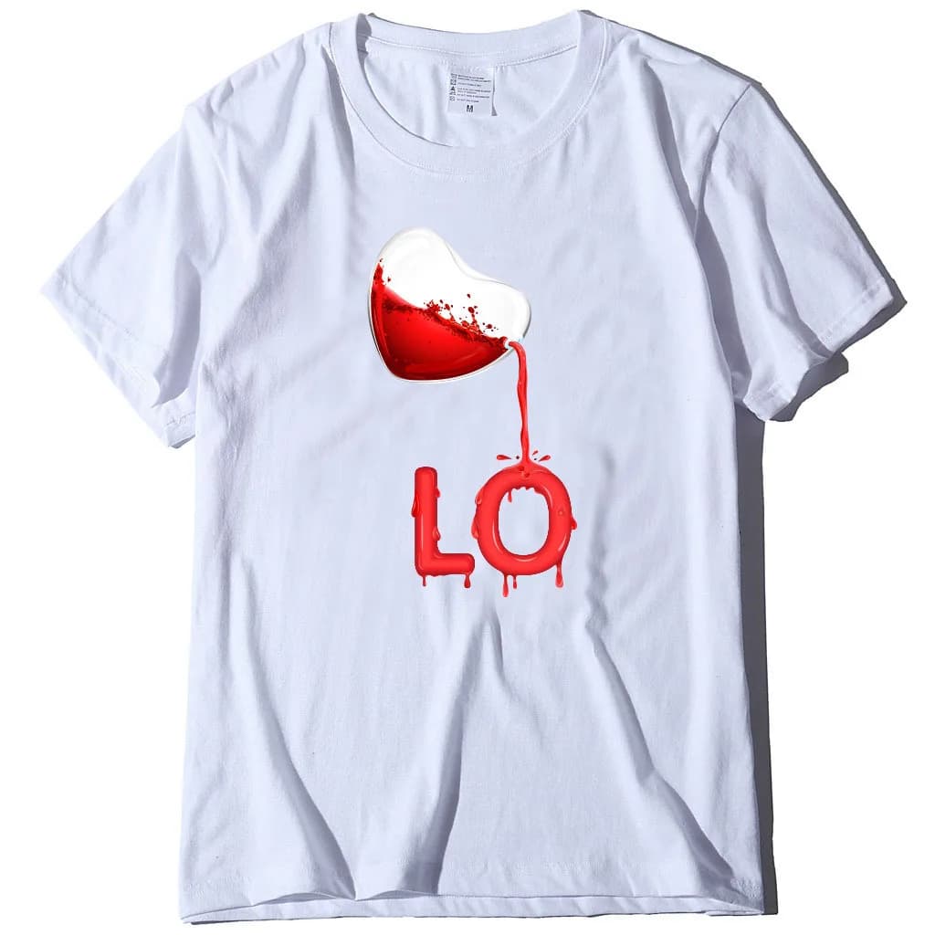 Roi reine Couples T-shirt Pour coeur imprimé Couple T-shirt été mode femme T-shirt décontracté haut 