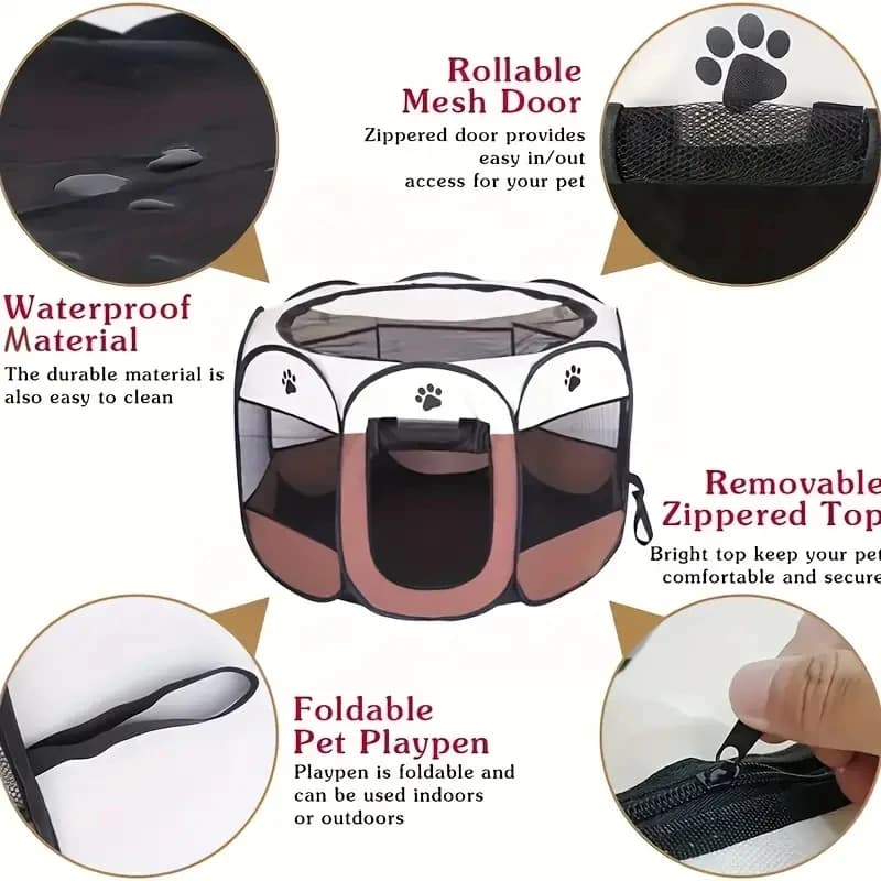 Clôture Octogonale pour Animaux de Compagnie, Chambre de Maternité pour Chat, Tissu Oxford Imperméab