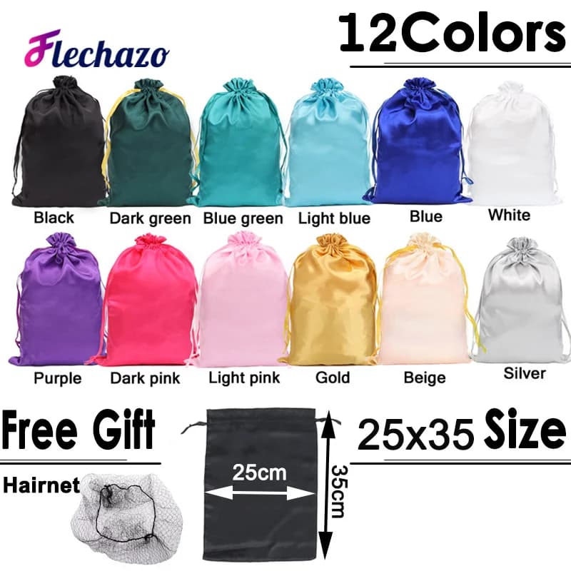 Sacs à perruque 5 pièces sacs d'extensions de cheveux avec cordon sac de perruque en Satin doux et s