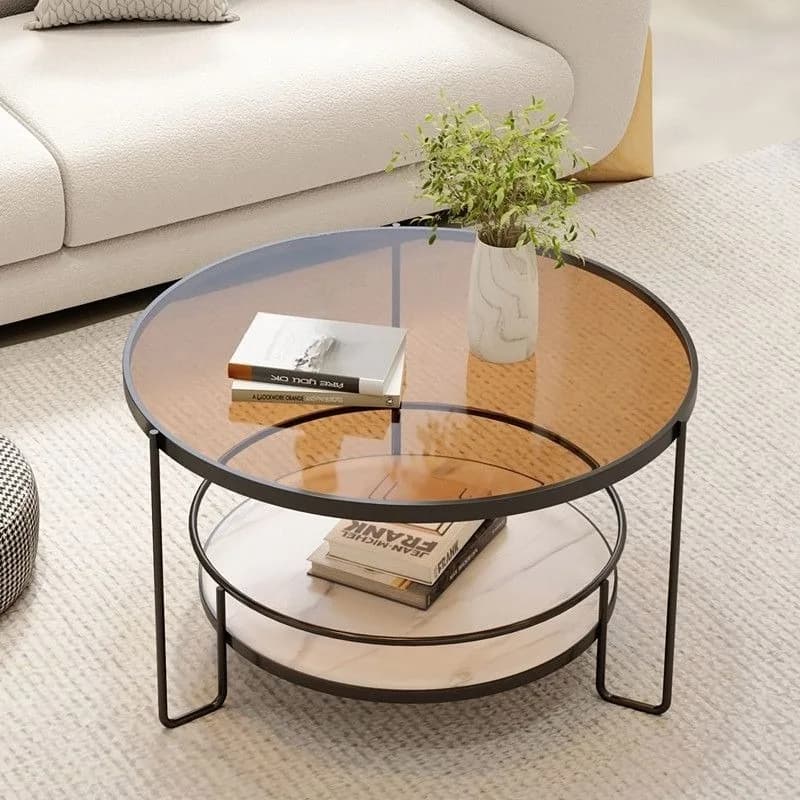 Changhong table basse en verre trempé petit appartement salon rond ménage minimaliste mini table