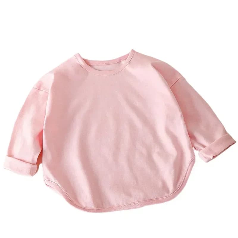 Bébé garçons T-shirt basique à manches longues T-shirts pur coton bébé hauts pour filles enfants T-s