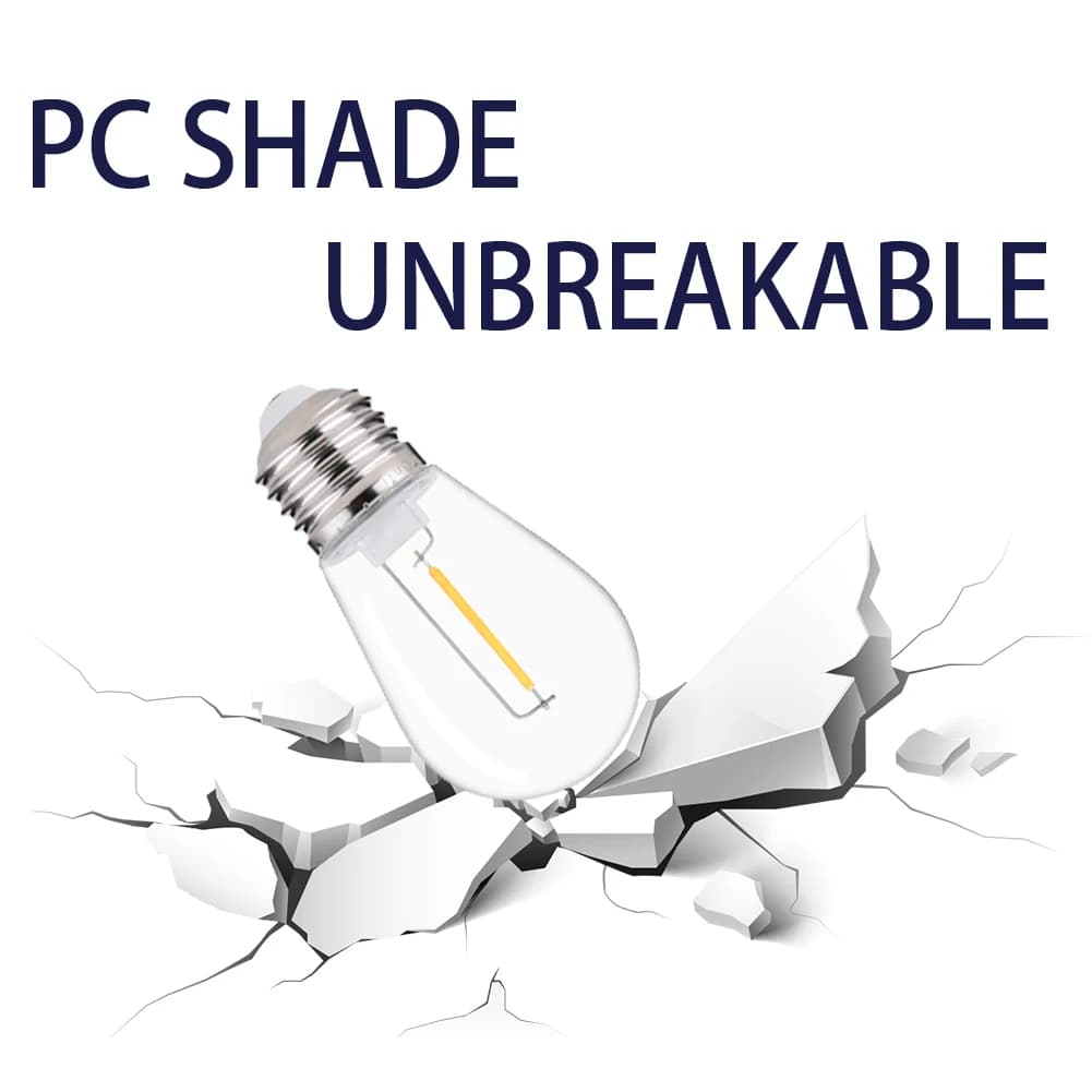 Ampoule boule COB à Filament variable S14, 5V 24V, 1W, blanc chaud, lampe LED E27 couverte sur PC, p