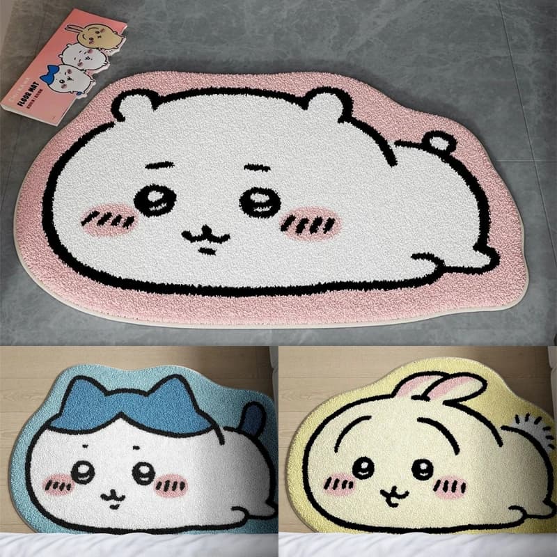 Chiikawa – tapis de sol antidérapant en peluche, dessin animé Hachiware Usagi, pour salle de bain, c