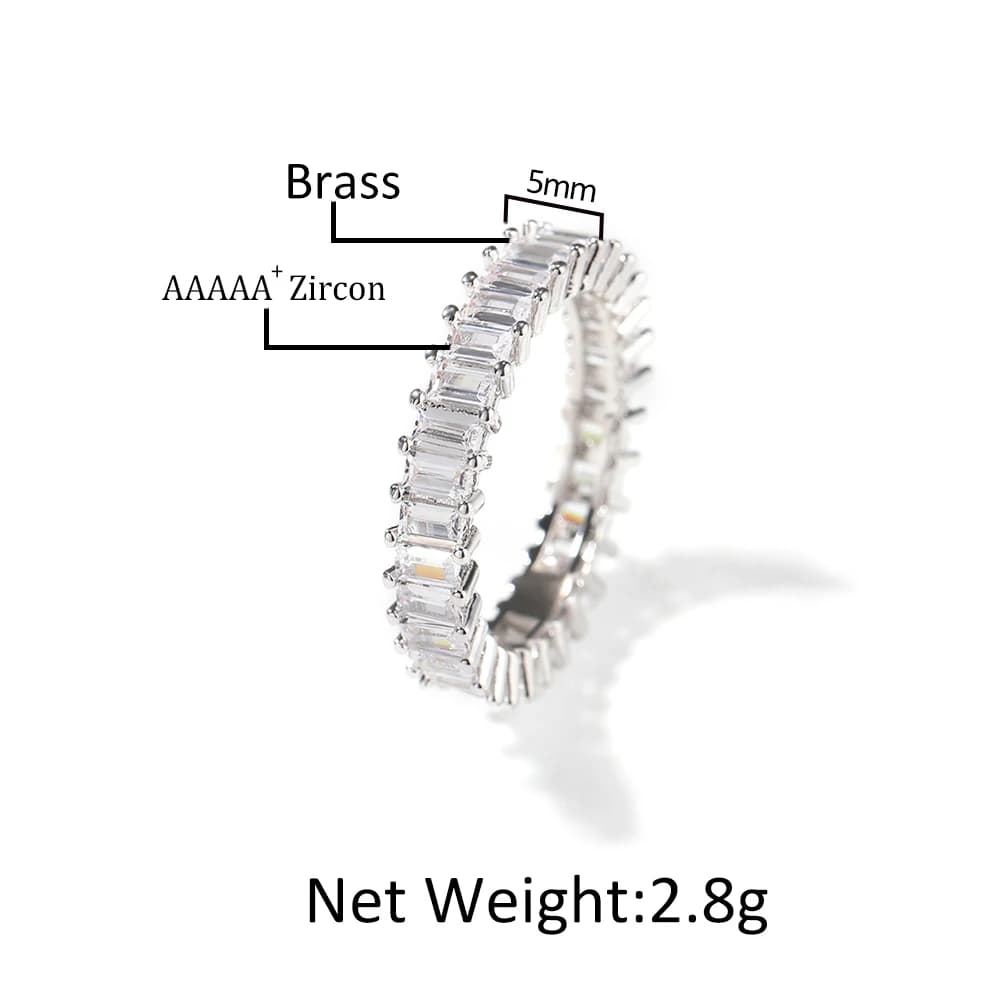 Uwin – ensemble de bagues Baguette pour femmes, 5 pièces, décalage entièrement glacé, nouveau, bijou